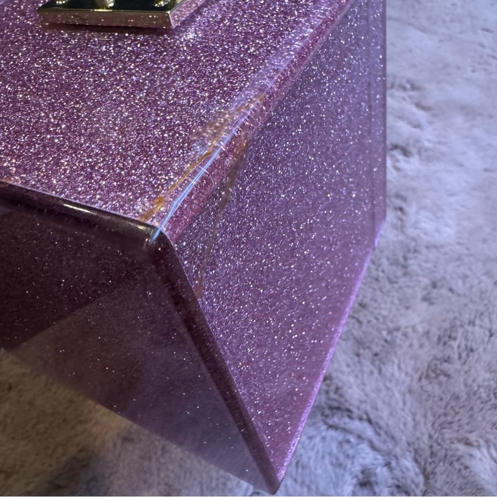 ASOS Pink Glitter Cube Purse with Gold Hardware - Picture 3 of 5